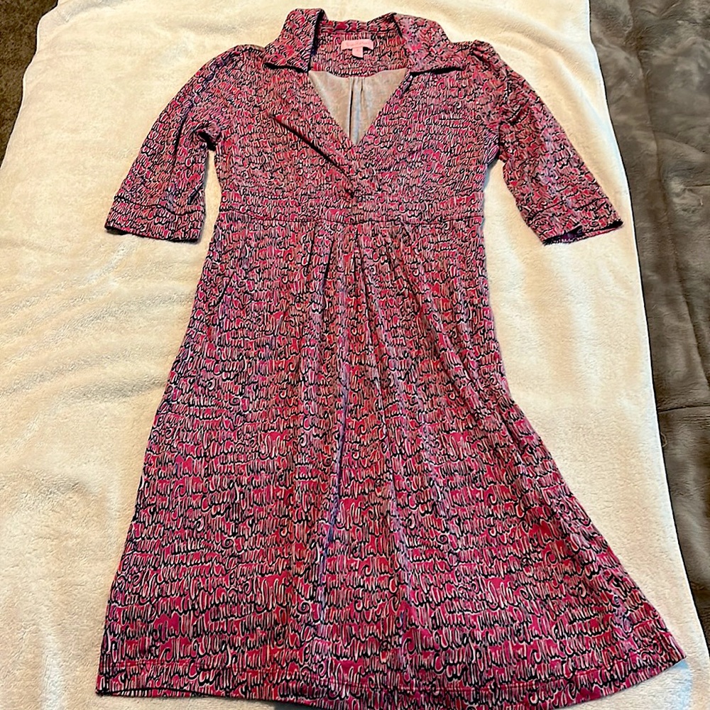 Lilly Pulitzer dress - pink with blue pattern - cotton & so cute!